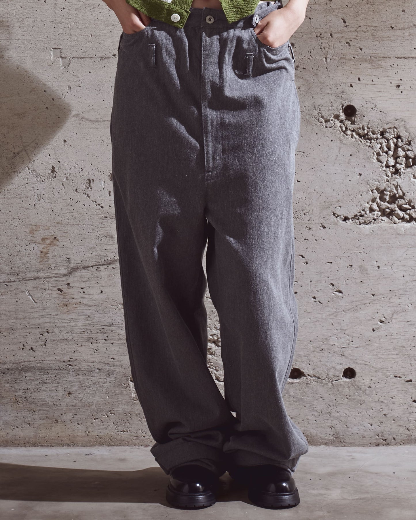 High low reproduction denim pants