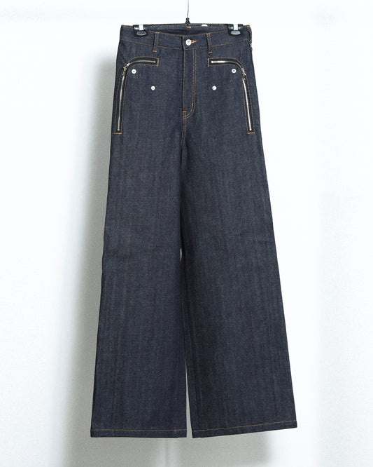 Side pleats denim PT